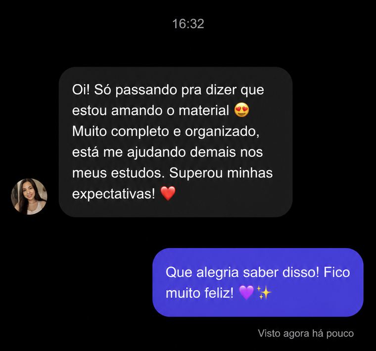 Depoimento de cliente dizendo que o material superou as expectativas