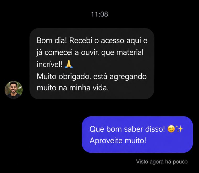 Depoimento de cliente elogiando o acesso ao material