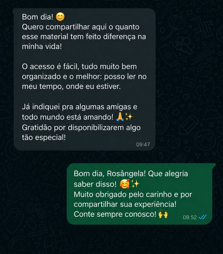 Depoimento de cliente enviado por mensagem sobre o material