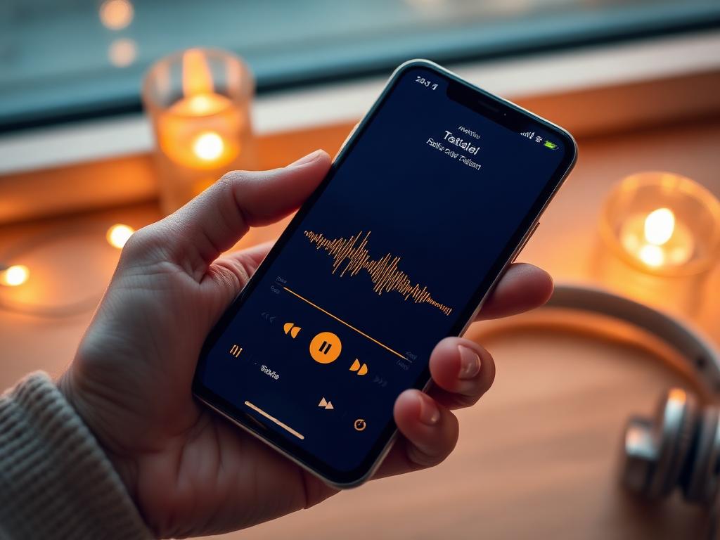 Player de audiobook aberto no celular