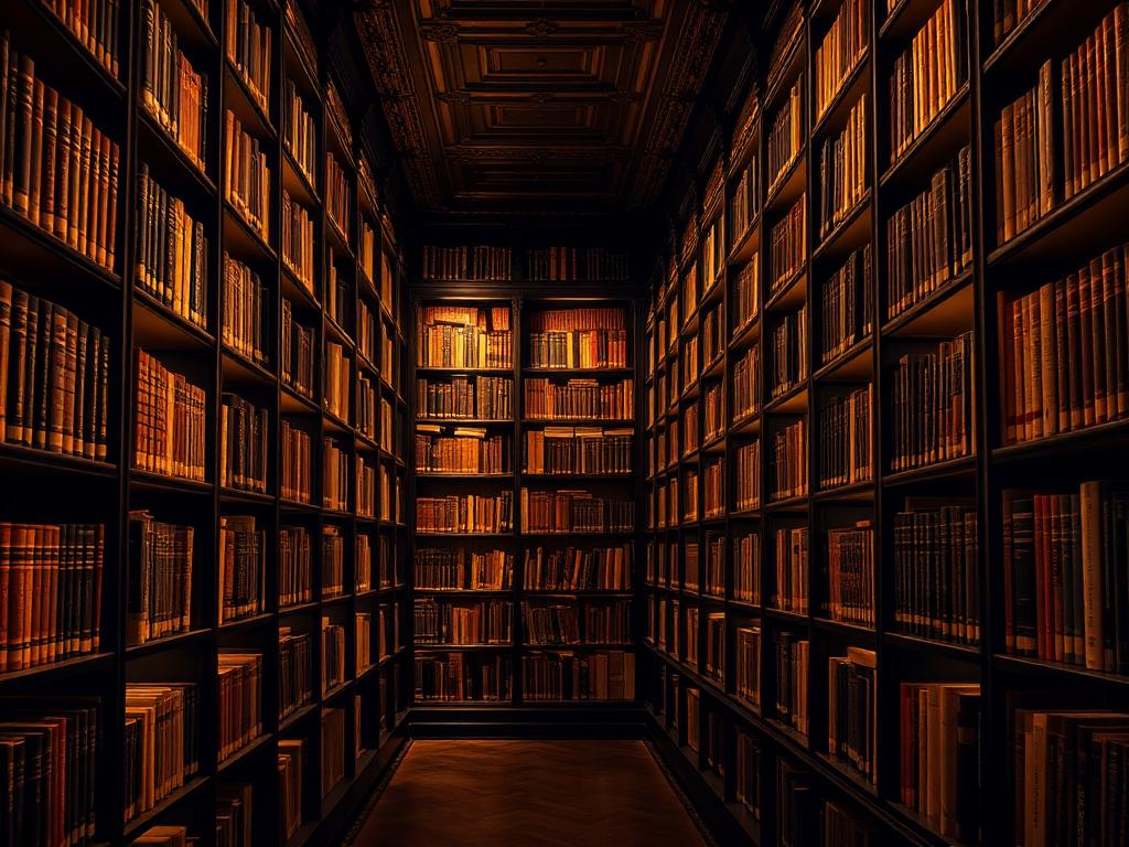 Estante de livros iluminada
